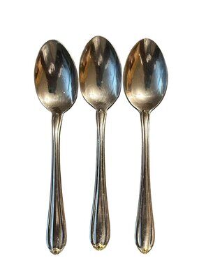 Gorham Silver Golden Melon Bud Stainless Gold Accent 3 Tablespoons Discontinued